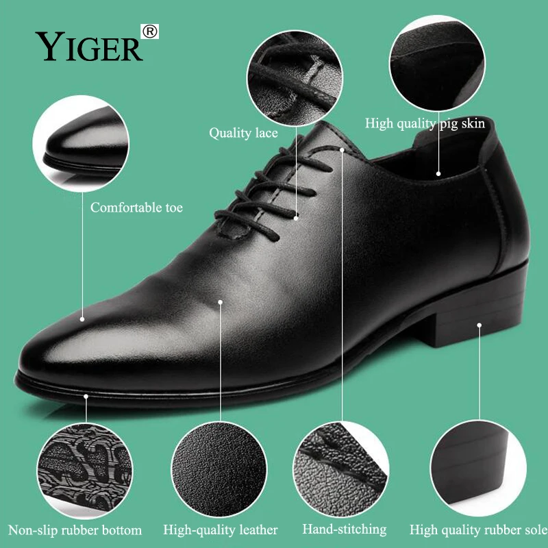 YIGER/Новинка Мужская обувь из натуральной кожи в деловом стиле модная дышащая