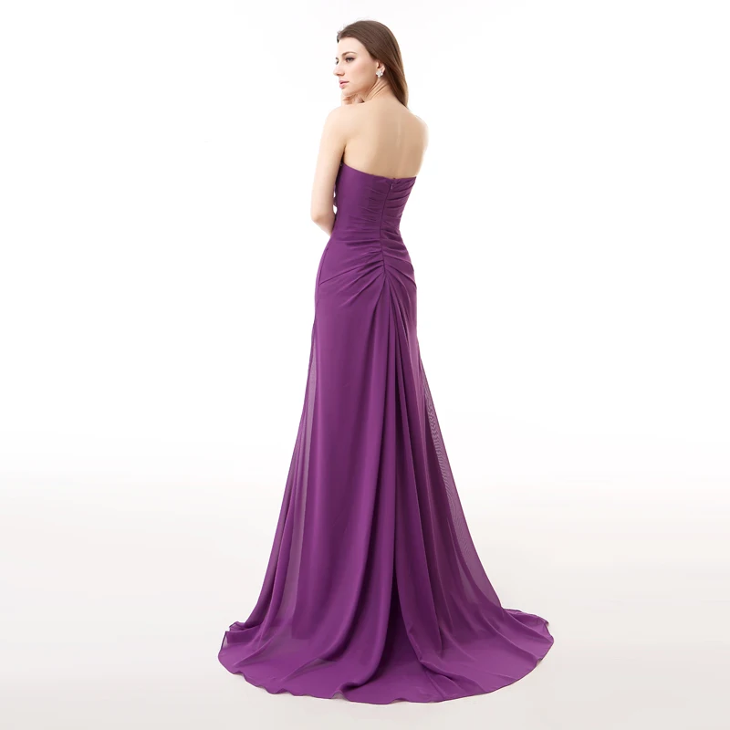 Фиолетовые Вечерние платья Длинные 2018 ТРАПЕЦИЕВИДНОЕ милое шифоновое платье для