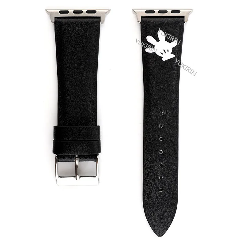 Gloves Black Ремешок YUKIRIN Dots Minnie Mickey из натуральной кожи для Apple Watch серии 4 3 2 1 ремешок для iWatch 38 42 мм 40 44 мм мышь - Цвет ремешка: Gloves Black