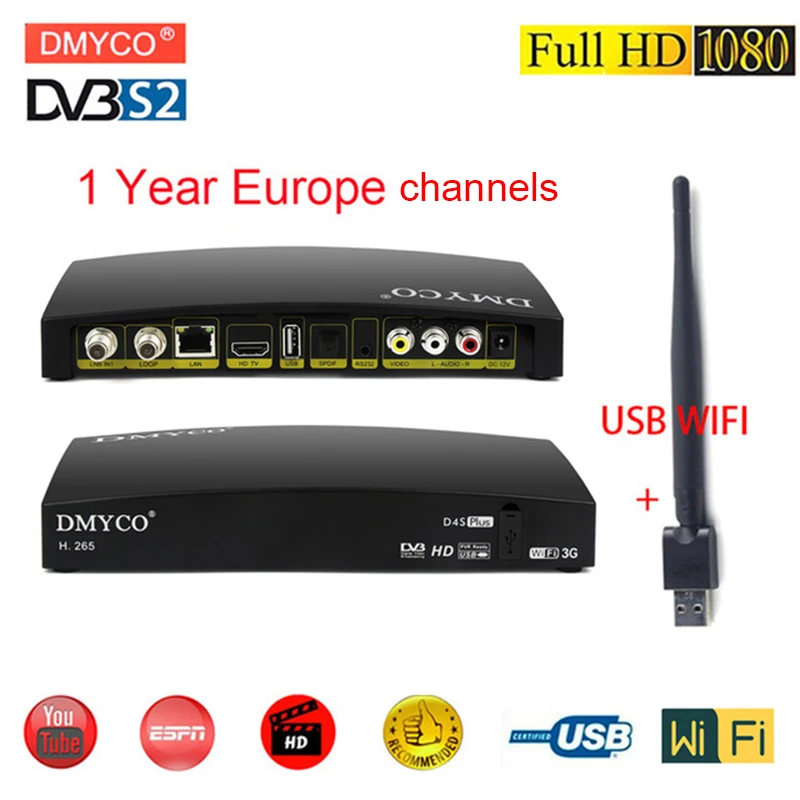 2019 новейший цифровой спутниковый ресивер D4S Plus HD Lnb ТВ тюнер рецептор 1080P полный Wifi