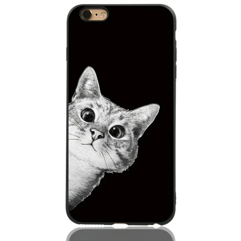 Little Fat Silicone Phone Case For iPhone7 6 6s 8 Plus XR XS X10 Max Back Cover Soft Matte Black White Cute Cat Fundas Capa |