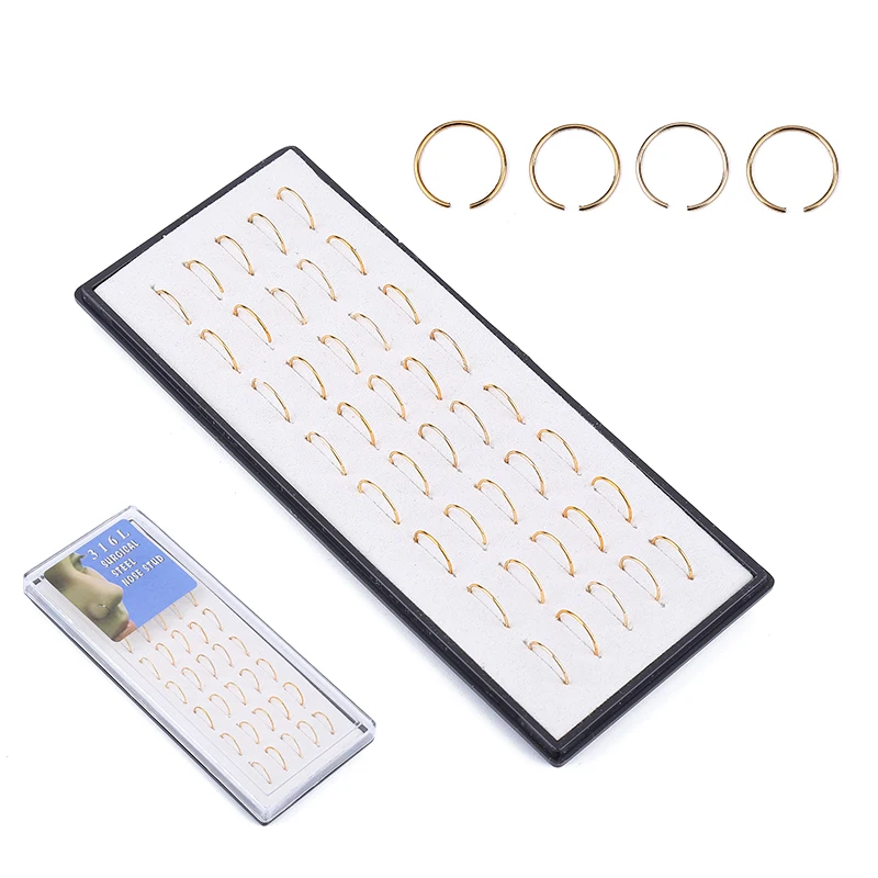 Кольцо для пирсинга носа из нержавеющей стали 40 шт.|nose ring hoop|ring hoopfake septum |
