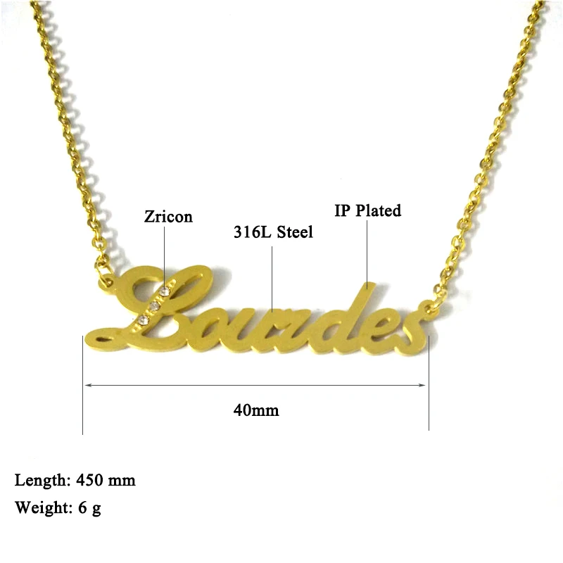 MadApe &quotLourdes&quot Name Necklace 316L Stainless Steel Pendant Chain Custom Personalized For Men Women Jewlry | Украшения и