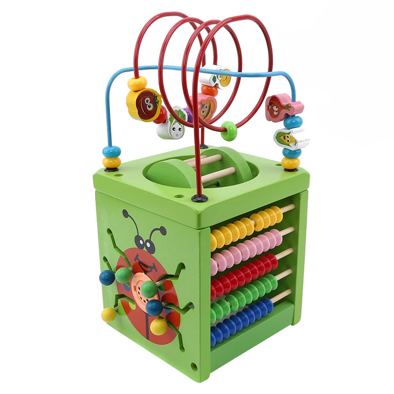 Baby Wooden Round Beads Maze Activity Cube Blocks Multifunction Early Learning Educational Cognition Toys | Игрушки и хобби