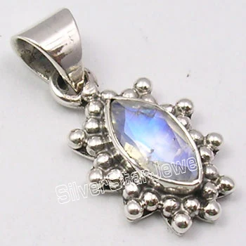 RAINBOW MOONSTONE Muiltiple выбор Chanti Международный Серебряный Радужный Лунный Камень ЭТНИЧЕСКАЯ подвеска 2,4 см ювелирные изделия вариации - Окраска металла: RAINBOW MOONSTONE