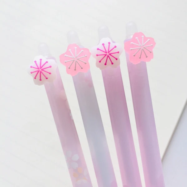 2pcs erasable sakura Романтическая гелевая ручка Sakura, Ручка-роллер для школы, офиса, студенческие канцелярские принадлежности, черные чернила для ручки 0,38 мм - Цвет: 2pcs erasable sakura