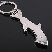 new metal shark opener keychains men women key holder bag charm ocean world car key ring best party gift jewelry k2019