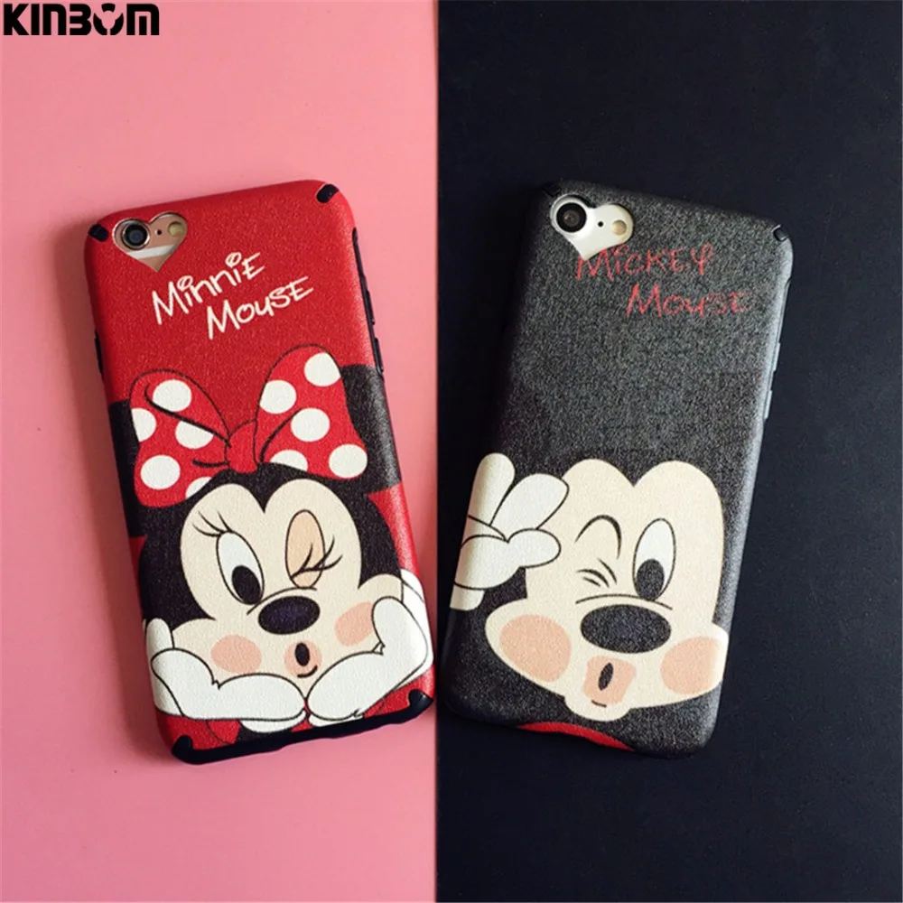 KINBOM Cute Mickey Mouse Bag Case For Iphone 6 6s Plus Heart-Shaped Cartoon Minnie Soft Cover IPhone 7 8 Protective | Мобильные