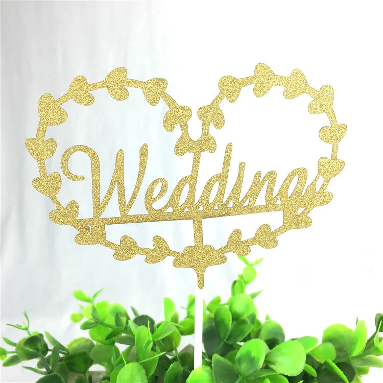 1 шт. милые свадебные топперы для торта Золотой Серебряный флаг и юбилейные
