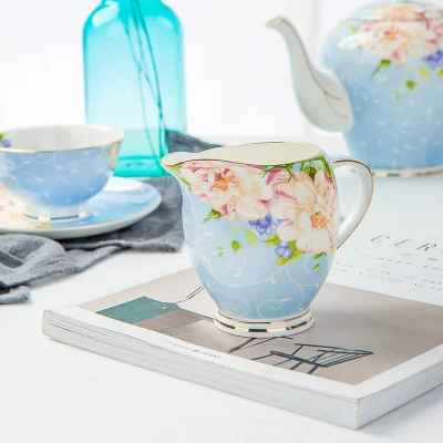 1pcs Milk pot Роскошные кофейные чашки, наборы, романтические фарфоровые чашки из костяного фарфора в британском стиле, чайные чашки, вечерние чайные сервизы, свадебный подарок - Цвет: 1pcs Milk pot