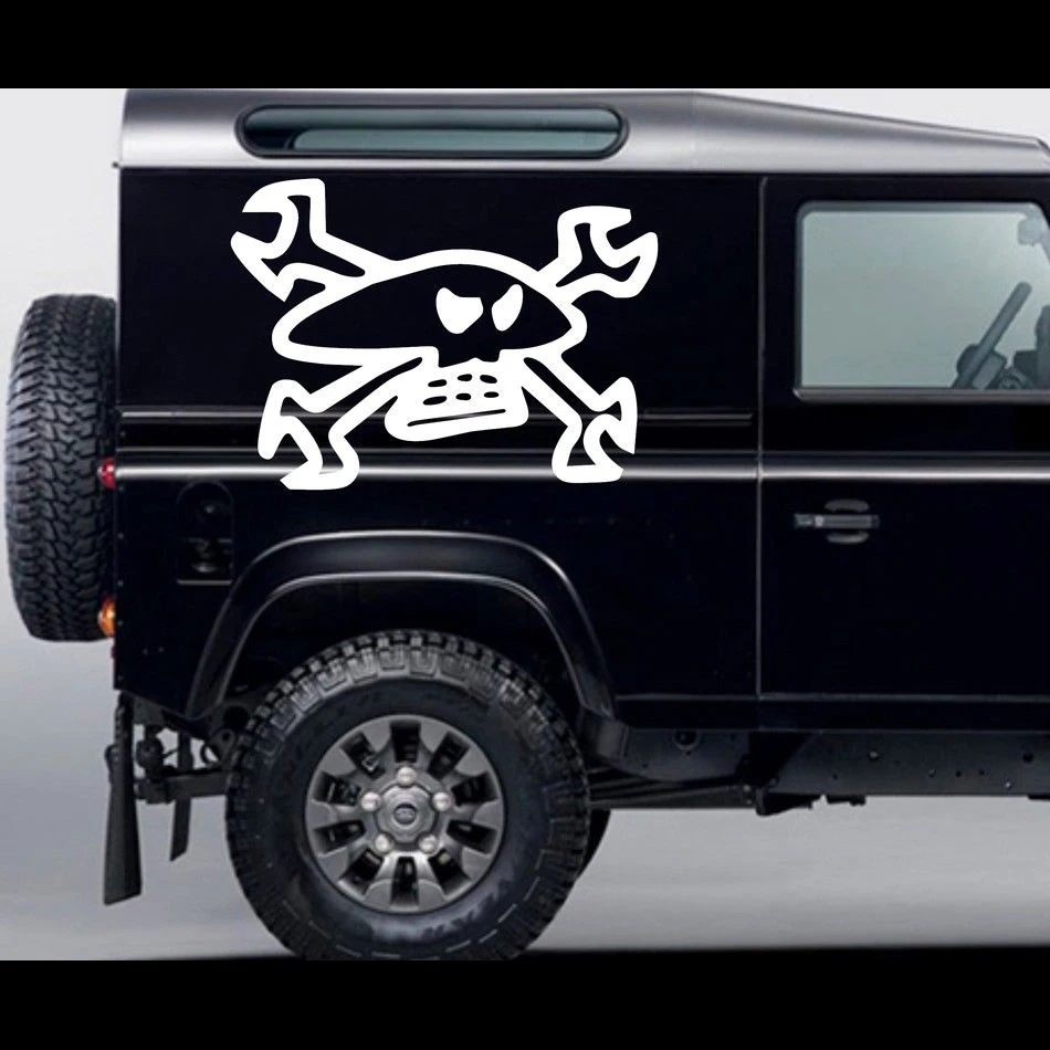 2 шт. Большой Череп гаечные ключи наклейки для стены автомобиля land rover chevy revo vigo dmax