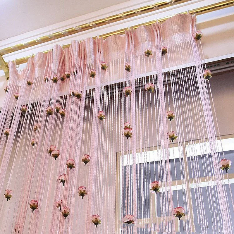 2020 Hot Sale Curtain 2019 Top Fashion Cortinas Tulip String For Door Yarn Thread Filament Treatments 9colors 1m*2m/3m*2.9m | Дом и сад