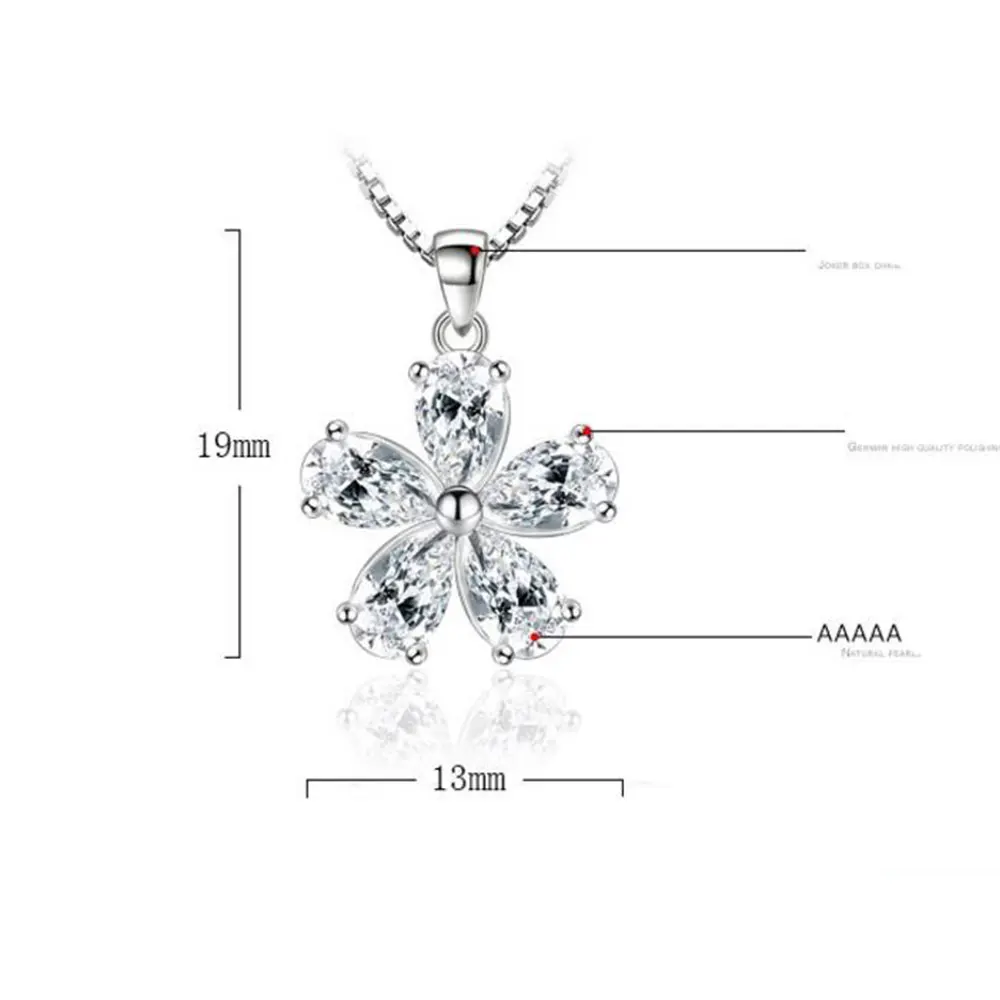 Anenjery 925 пробы серебряные ювелирные изделия AAA CZ циркония подвеска "слива" ожерелье для женщин подарок 45 см цепочка Чокер Ожерелье-колье S-N148