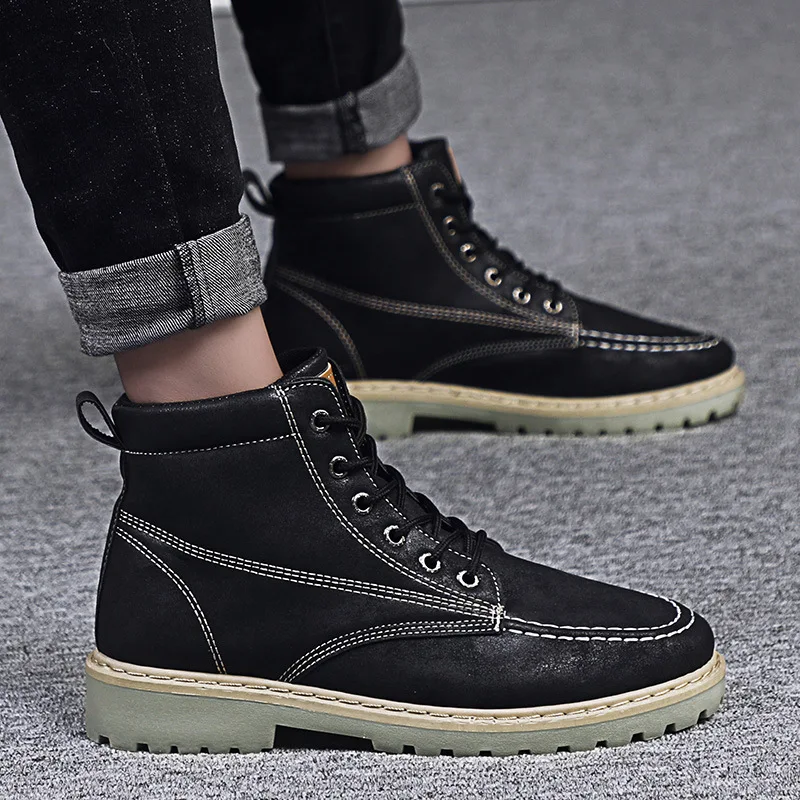 Fall and Winter 2019 New Men's Leather Boots Outdoor Retro Martin Workwear Snow | Обувь