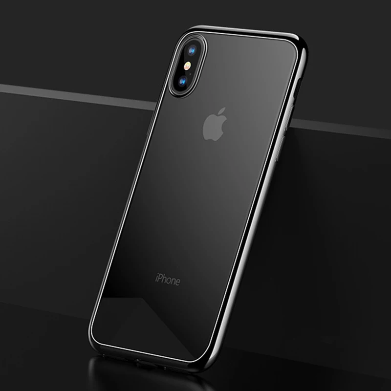 Black Ультратонкий чехол из ТПУ с покрытием для iPhone XS Max XR X 7 8 6S Plus прозрачный мягкий силиконовый защитный чехол на заднюю панель Fundas - Цвет: Black