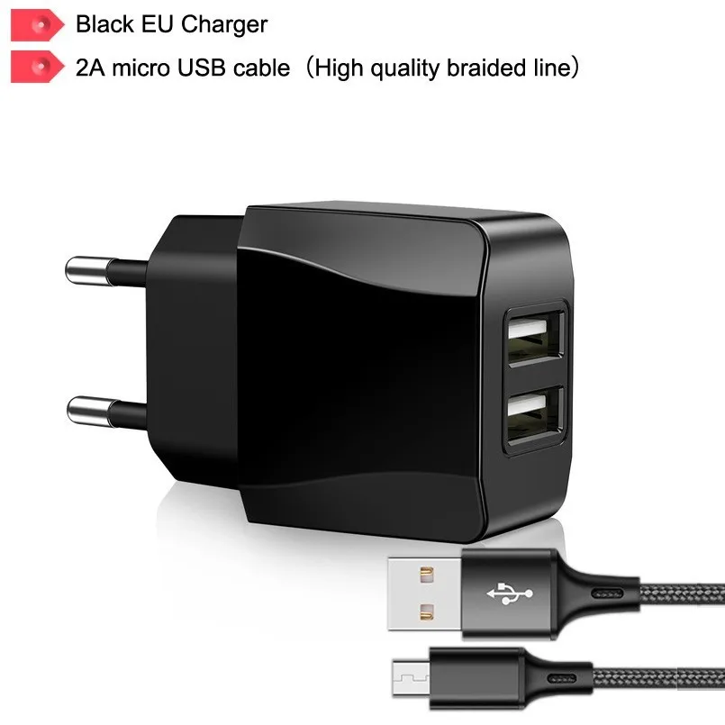 Black EU micro USB Sonovo CE ЕС AC/DC адаптер мобильный телефон зарядное устройство 2 порта USB Зарядное устройство 2A Мощность зарядку для iphone iPad samsung смартфон Планшеты PC - Тип штекера: Black EU micro USB