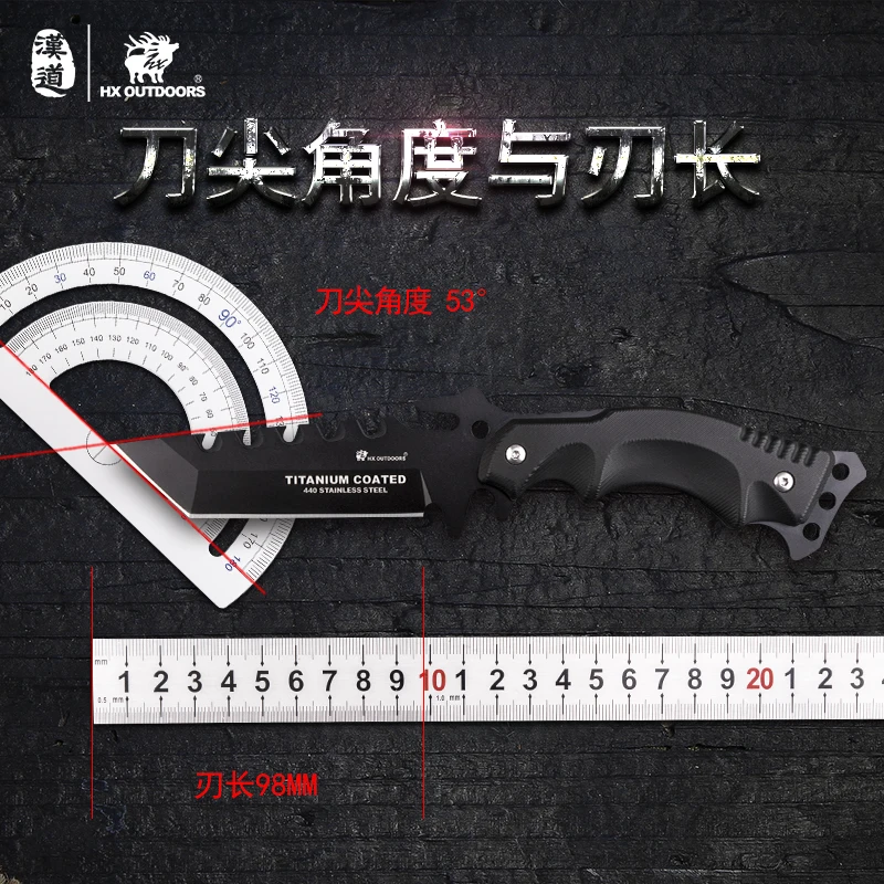HX Открытый нож с фиксированным лезвием охотничий 440C сталь, K10 ручка, 58HRC, походные ножи спасательные инструменты для выживания на открытом воздухе с оболочкой