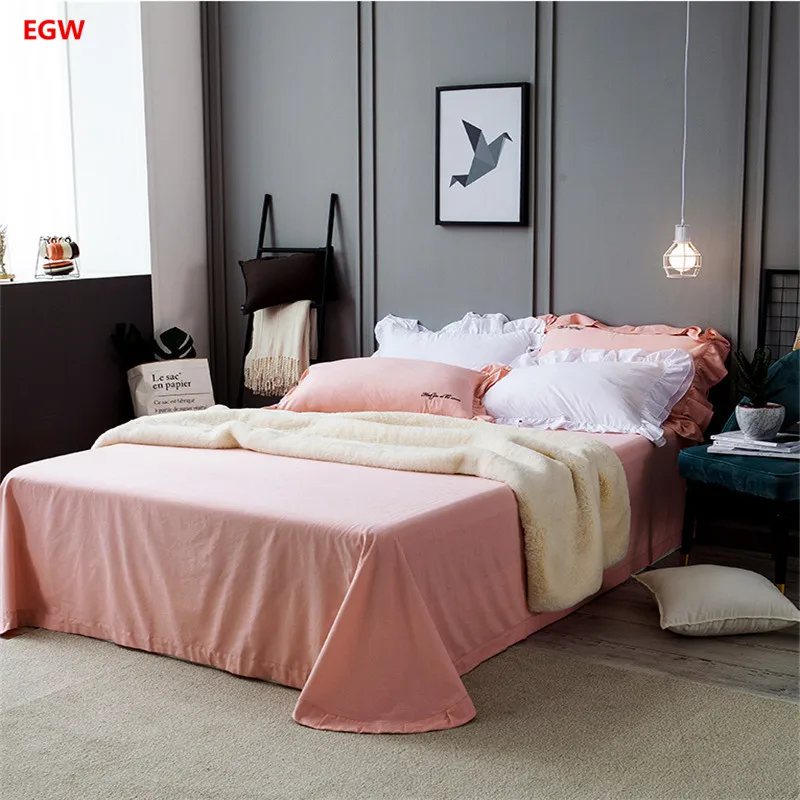 Однотонный Комплект постельного белья из 100% хлопка цвета хаки|king size bedding|purple