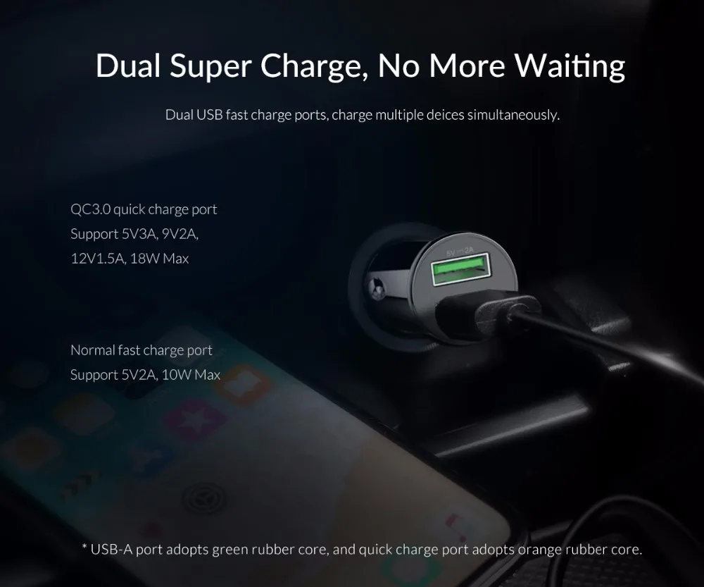 ORICO автомобиля Зарядное устройство быстрой QC3.0 зарядки Переходник USB для в машине