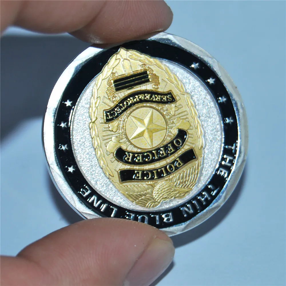 

5pcs/lot free shipping THE THIN BLUE LINE Challenge Coin - Police Officer Commemorative Coin