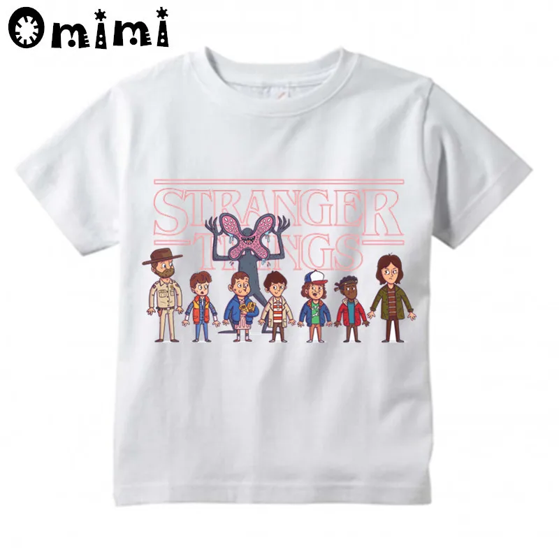 

Boys/Girls Stranger Things Upside Down Demogorgon Printed T Shirt Kids Short Sleeve Tops Children's White T-Shirt