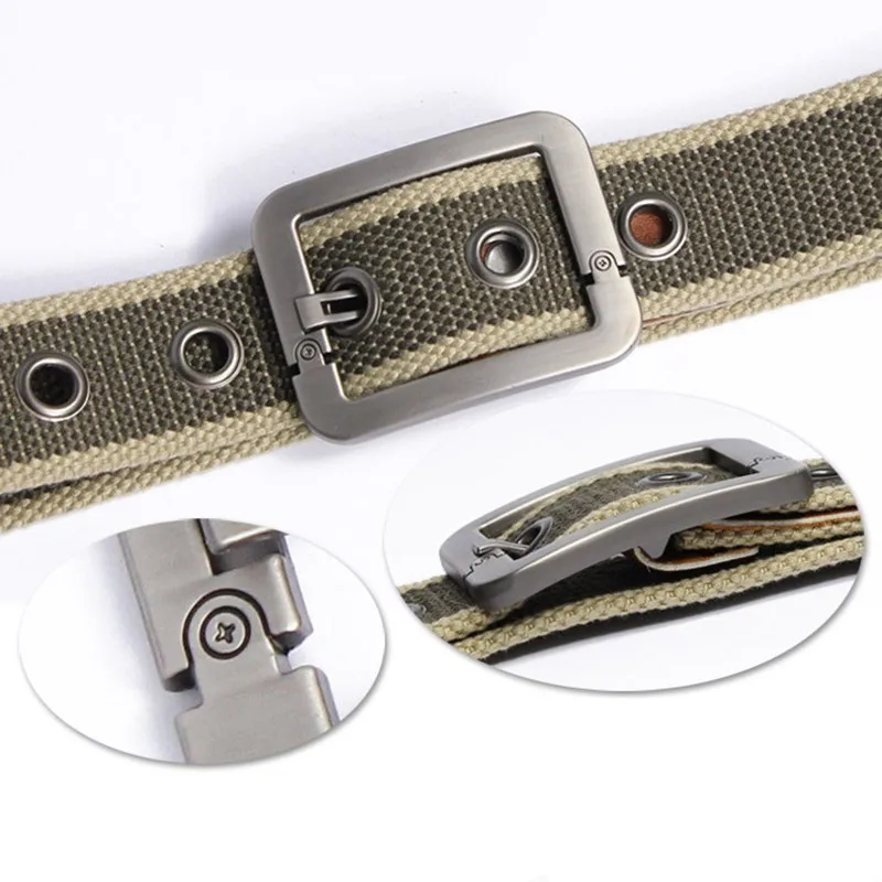 TESHI PATEHot new leisure wild male pin buckle belt canvas men Jeans with the trend of personality Designer thick durable design |