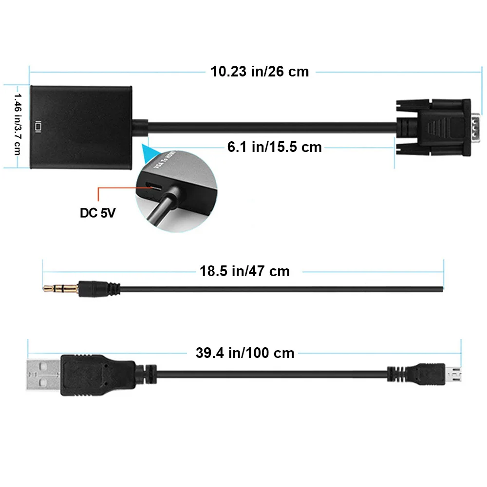 1 шт. аудиопровод VGA папа-HDMI выход 1080P HD + Аудио ТВ AV TV видео кабель-преобразователь
