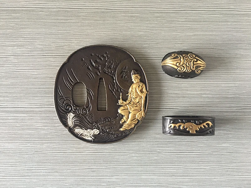 Меч Tsuba наборы японский самурай катана защита фучи Кашира латунный материал