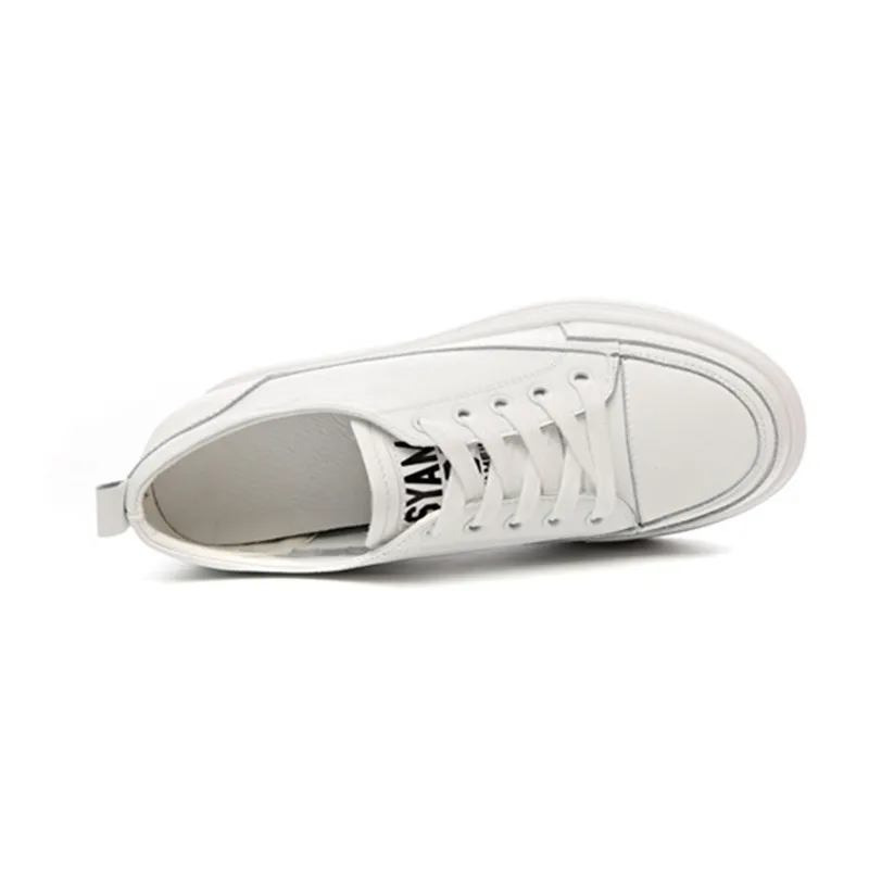 Genuine Leather Chunky Sneakers For Women Spring Fashion Hidden Heel Platform Shoes Casual White Sneakers Woman Autumn Shoe