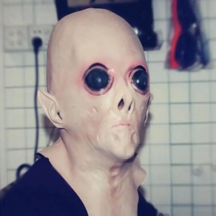 Жуткая виниловая маска UFO Alien на Хэллоуин, Вечерние Маски для косплея LKS99