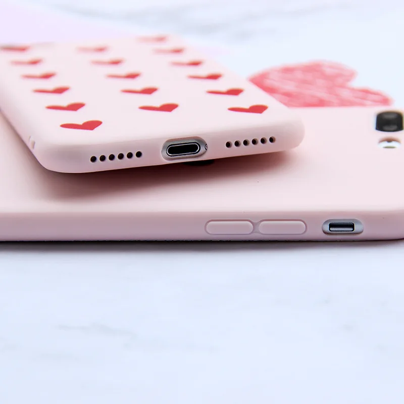 Милый красный чехол с сердечком для iPhone X 6 6s 7 8 Plus влюбленных пар Мягкий