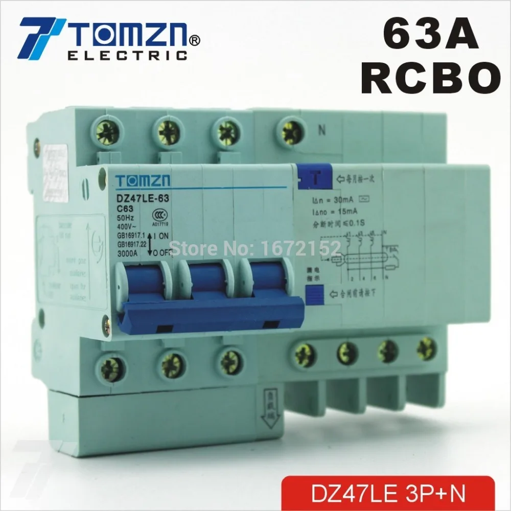 DZ47LE 3P + N 63A 400V ~ 50 HZ/60 HZ автоматический выключатель остаточного тока с защитой от