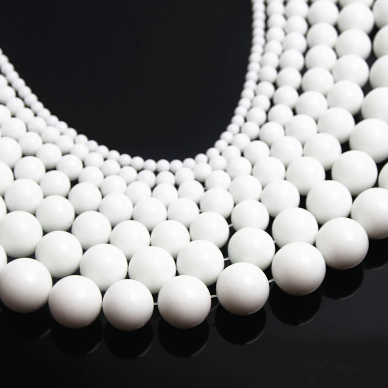 White Stone Beads 4, 6, 8, 10, 12 мм бусины из натурального камня матовая Лава тигровый глаз Onxy Круглые бусины для рукоделия ювелирных изделий браслет ожерелье изготовление - Цвет: White Stone Beads