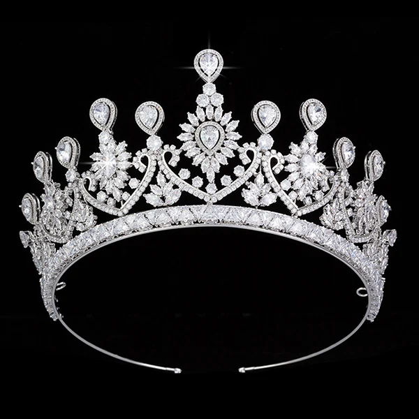 White gold Диадемы и короны HADIYANA свадебные аксессуары для волос простой Винтажный Дизайн Кубический Цирконий для женщин BC5310 Haar Sieraden Bruiloft - Окраска металла: White gold