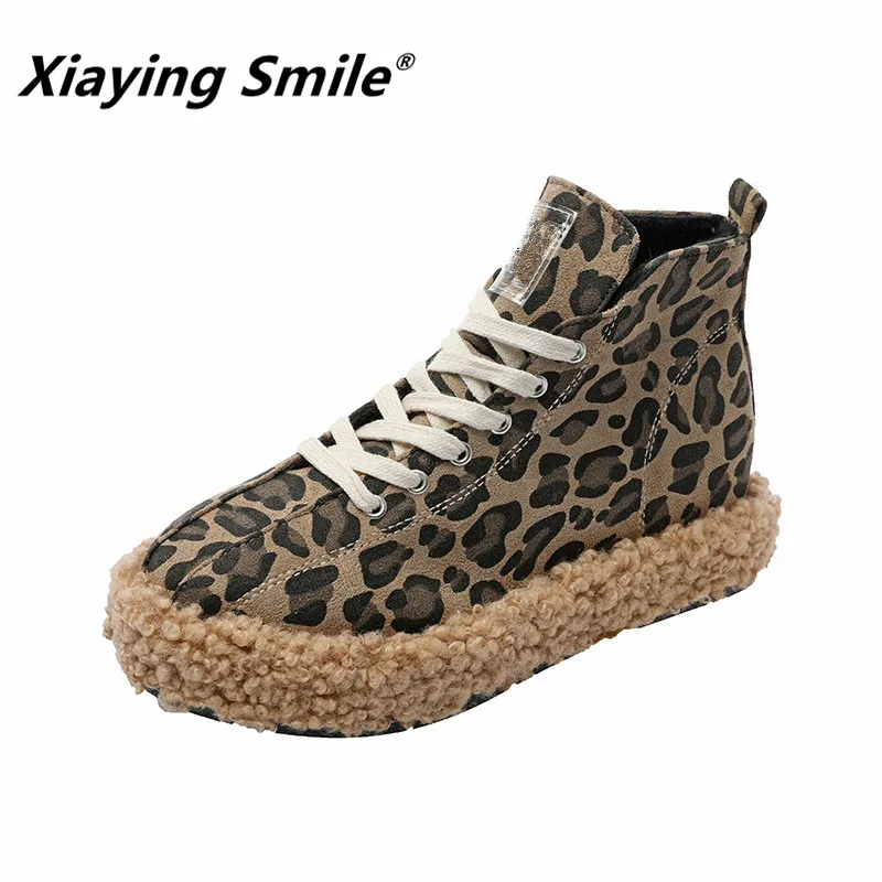 Xiaying Smile/женские ботильоны Новая модная повседневная обувь женские леопардовые