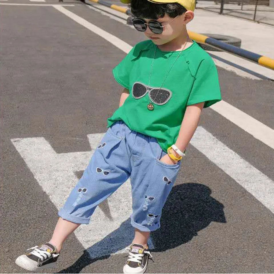 Novelty Style 2019 Kids Clothes Summer Cotton Boys Sets T Shirt + Shorts 2 Pcs/SET Toddler 3 Colors 4 5 6 7 8 9 10 | Детская одежда и