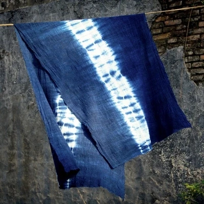 Женский синий шарф 100% натуральный хлопок цвет Индиго или мужской 65 х190 см |