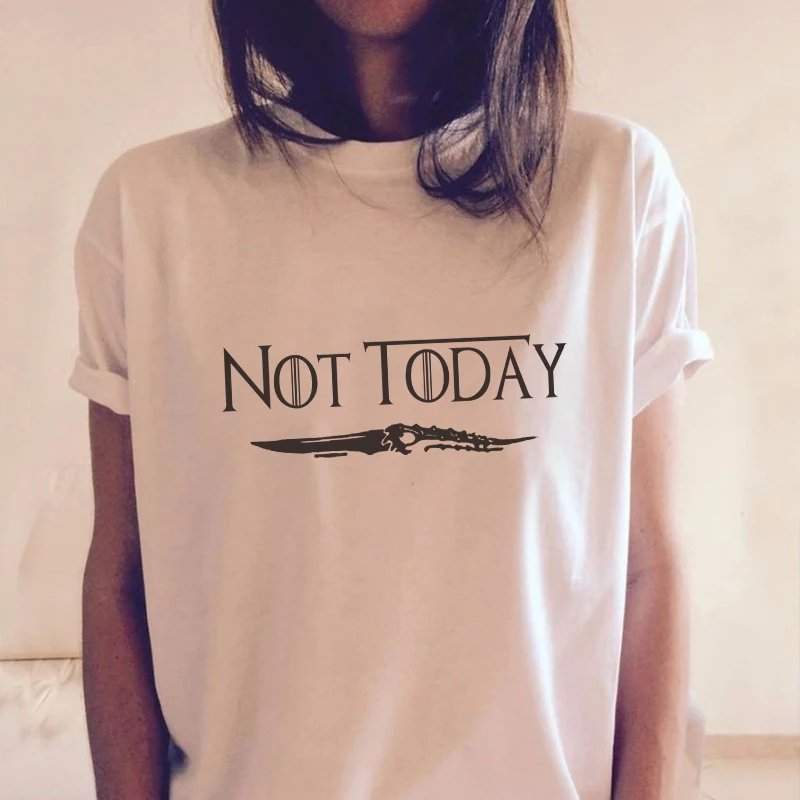 3 цвета, женская летняя футболка, Arya Stark Not Today, футболка с принтом,, модная уличная Футболка Harajuku, топы для фанатов Игры престолов