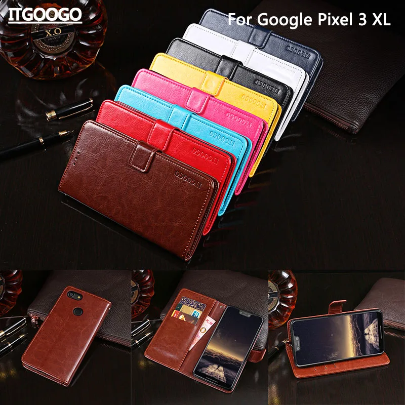 Itgoogo для Google Pixel 3 XL Обложка Роскошный кожаный флип чехол защитный телефона задняя