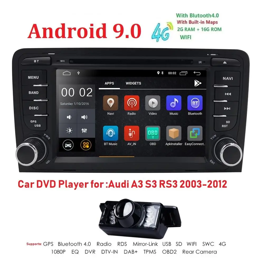 7 &quotAndroid 9 0 4G WIFI 2 грамм + 16 ГРОМ Радио Стерео DVD плеер GPS Sat Bluetooth Навигация USB для Audi A3