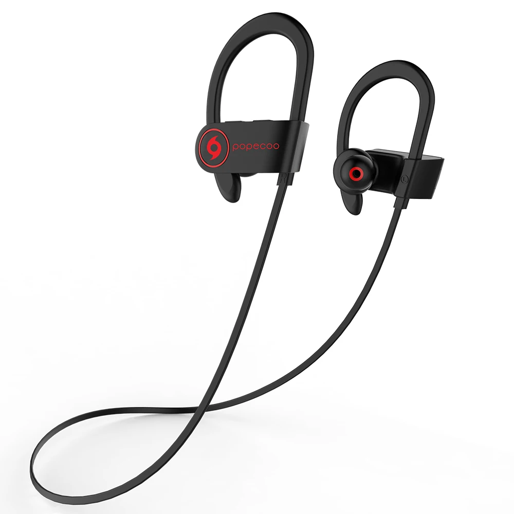 PQ6Black Popecoo с функцией подавления шума Спортивные наушники Bluetooth IPX5 с защитой от пота Беспроводной наушники с ушным крючком 110 мА/ч, стереонаушники с микрофон с высокой четкостью - Цвет: PQ6Black