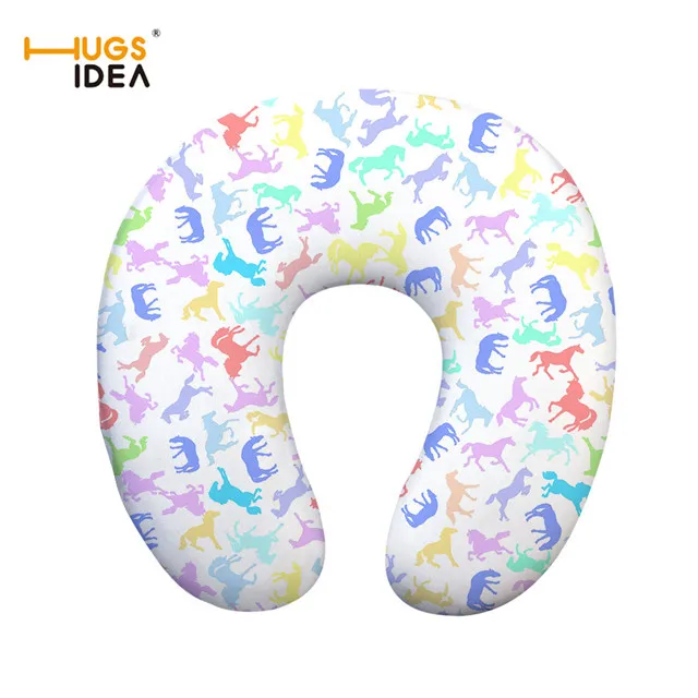 CC3465CT HUGSIDEA мультфильм лошадь шаблон памяти u-образная подушка шеи подушки для путешествий самолет офис легкие надувные подушки - Цвет: CC3465CT