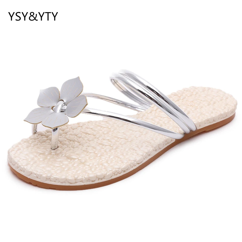 

2019 summer new cool flattened two to wear toe flowers cool slim