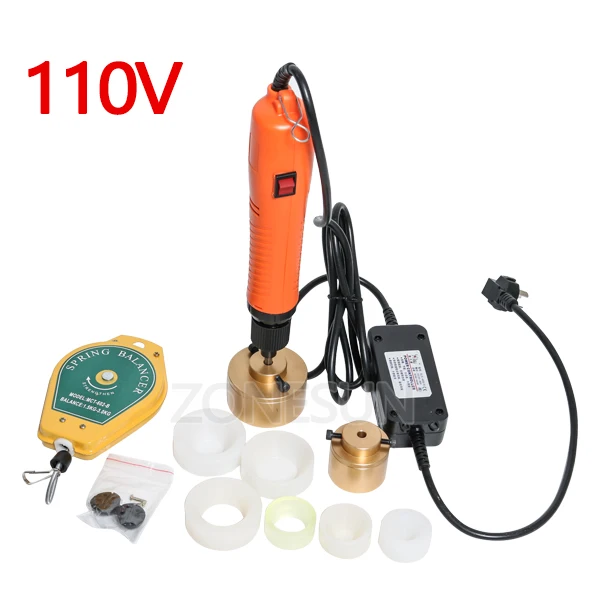 110V ZONESUN cap ping машина ручная машина для запечатывания автоматический Электрический колпачок винтонарезной станок бутылка упаковочное оборудование 10-50 мм - Цвет: 110V