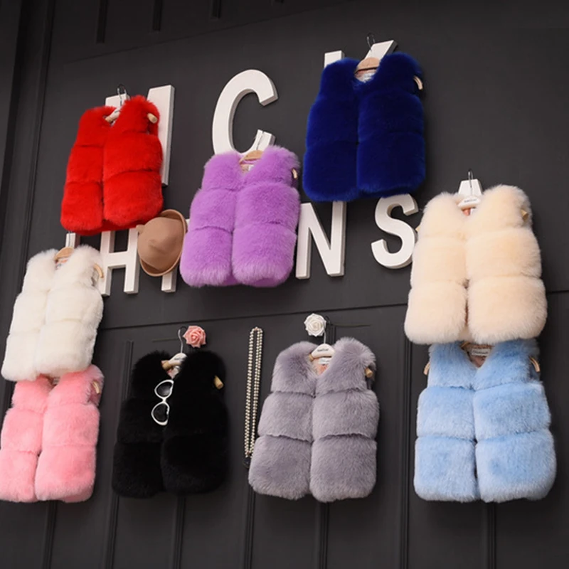 

0-10Y Baby Girls Faux Fur Vest 2020 Spring Autumn Coat Toddler Girl Sleeveless Fashion Jacket Little Girl Outerwear Kids Clothes
