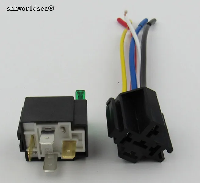 

shhworldsea Pre Wired 4 Pin Relay Mounting Base Relay Socket Holder With Medium Fused On/Off 4-Pin Wired Cable 18AWG 30A 12V