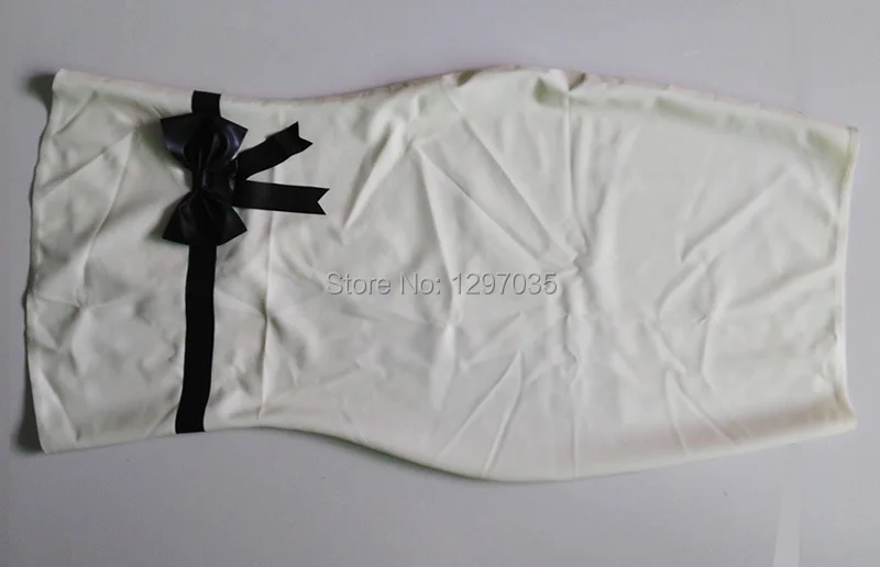 Латексное платье с бантом без сна плеч бретелек длиной до колена|bow band|dress wbow bow |