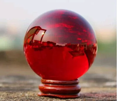 

80mm Awesome Ultra Clear Red Glass Quartz Crystal Sphere Ball