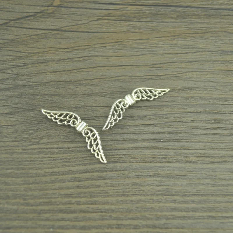 

35 pcs vintage Tibetan Silver Plated wing Charms metal Pendants for Jewelry Making DIY Handmade Craft 31*7 mm D436