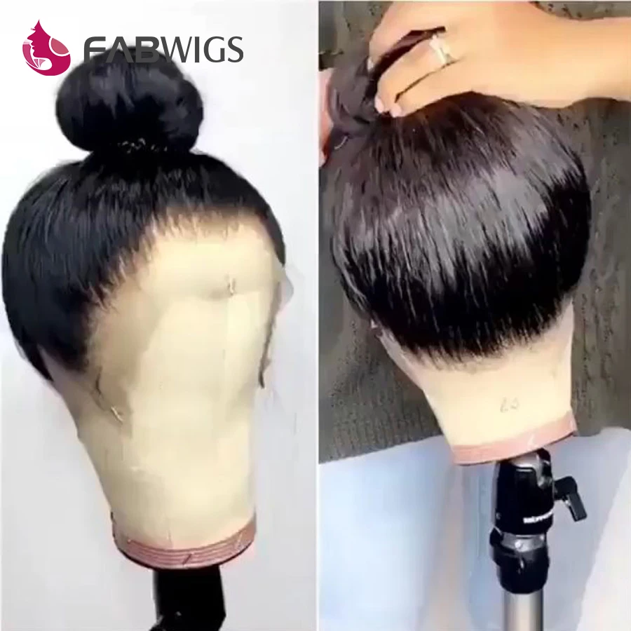 Fabwigs 360 парик с кружевом спереди al предварительно сорвал с волосами младенца бразильские прямые человеческие волосы парики для черных женщин remy волос